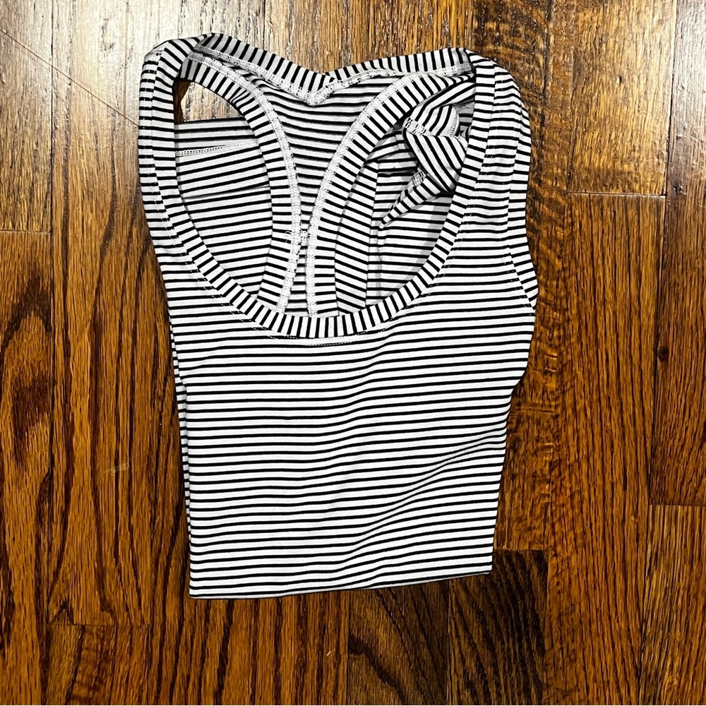 Women’s Lululemon Cool Racerback Tank Black and White Stripes - Size 4